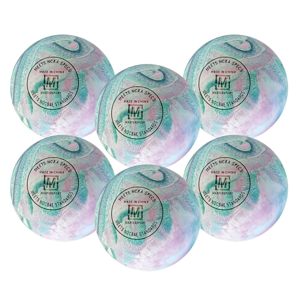 MASTERSPORT LACROSSE BALLS MARBLE WHITE/PINK/TEAL, SET OF 6