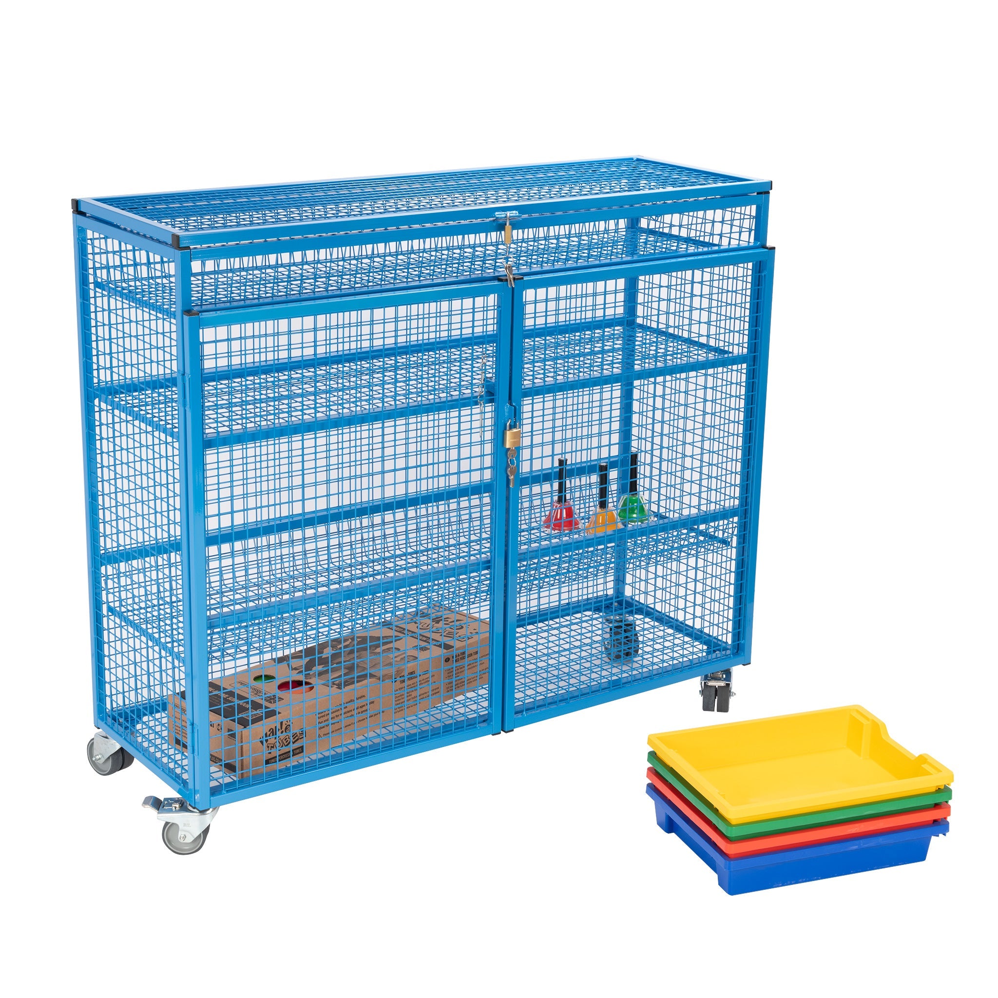Educational Aids lockable mobile instrument trolley - Blue