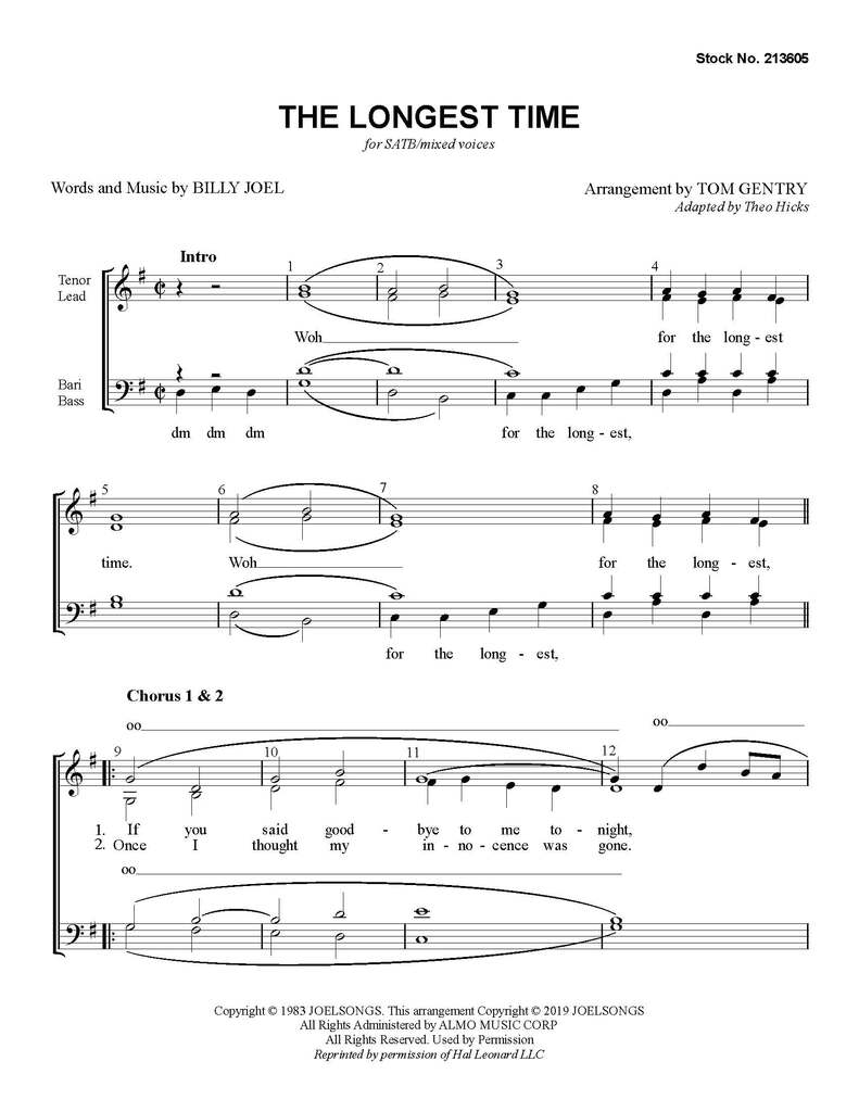 The Longest Time SATB