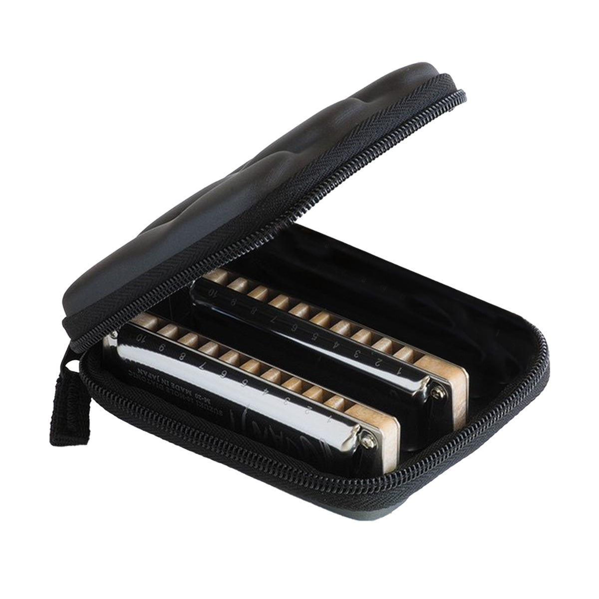 Suzuki Manji Major 10-Hole diatonic harmonica Low keys set with a EVA zipper case (Low-C, Low-D)