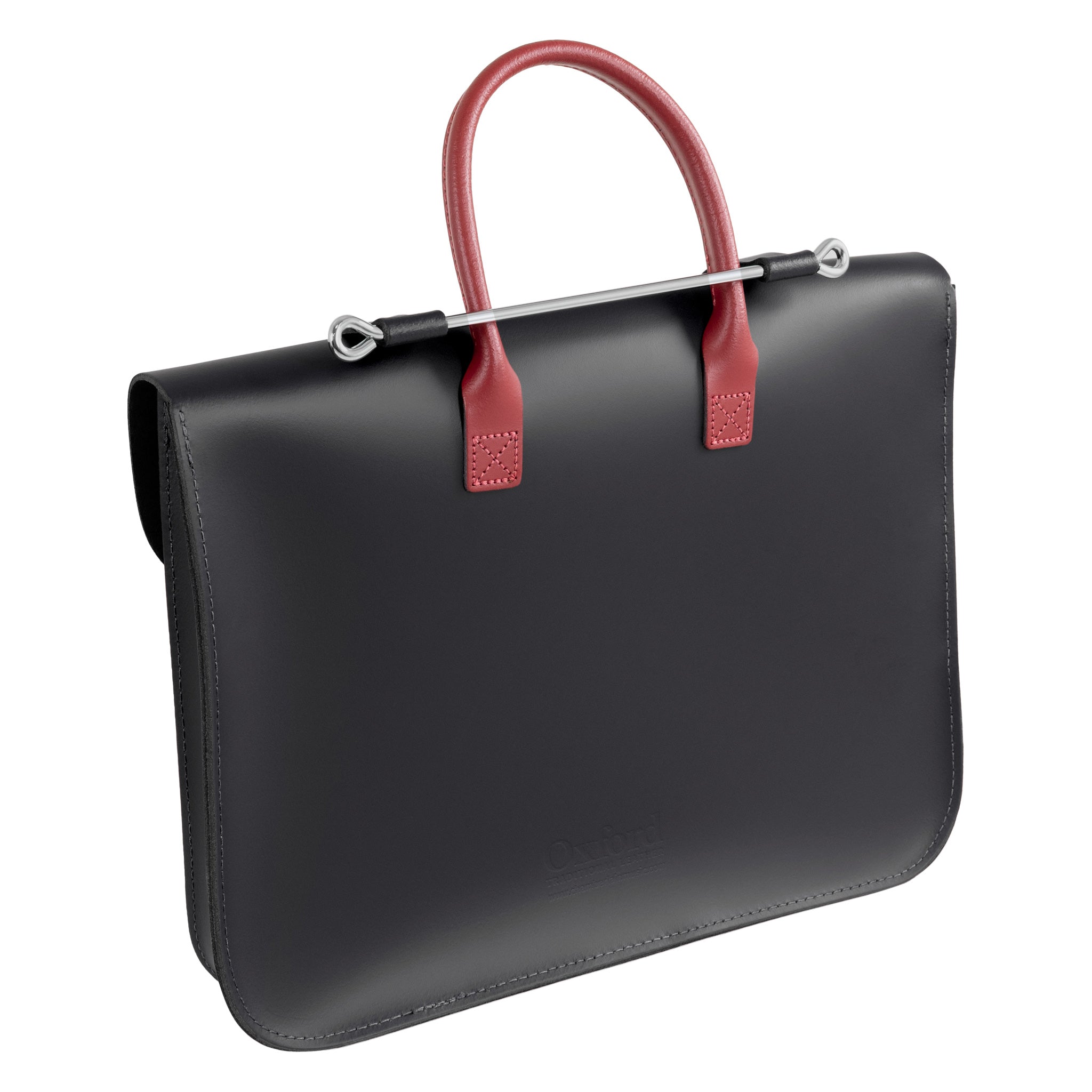 Oxford Traditional leather music case - Black with red front