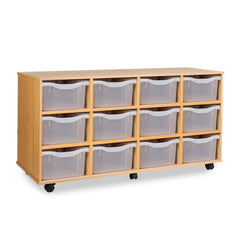 Monarch 12 double tray storage unit (4 x 3) - Transparent