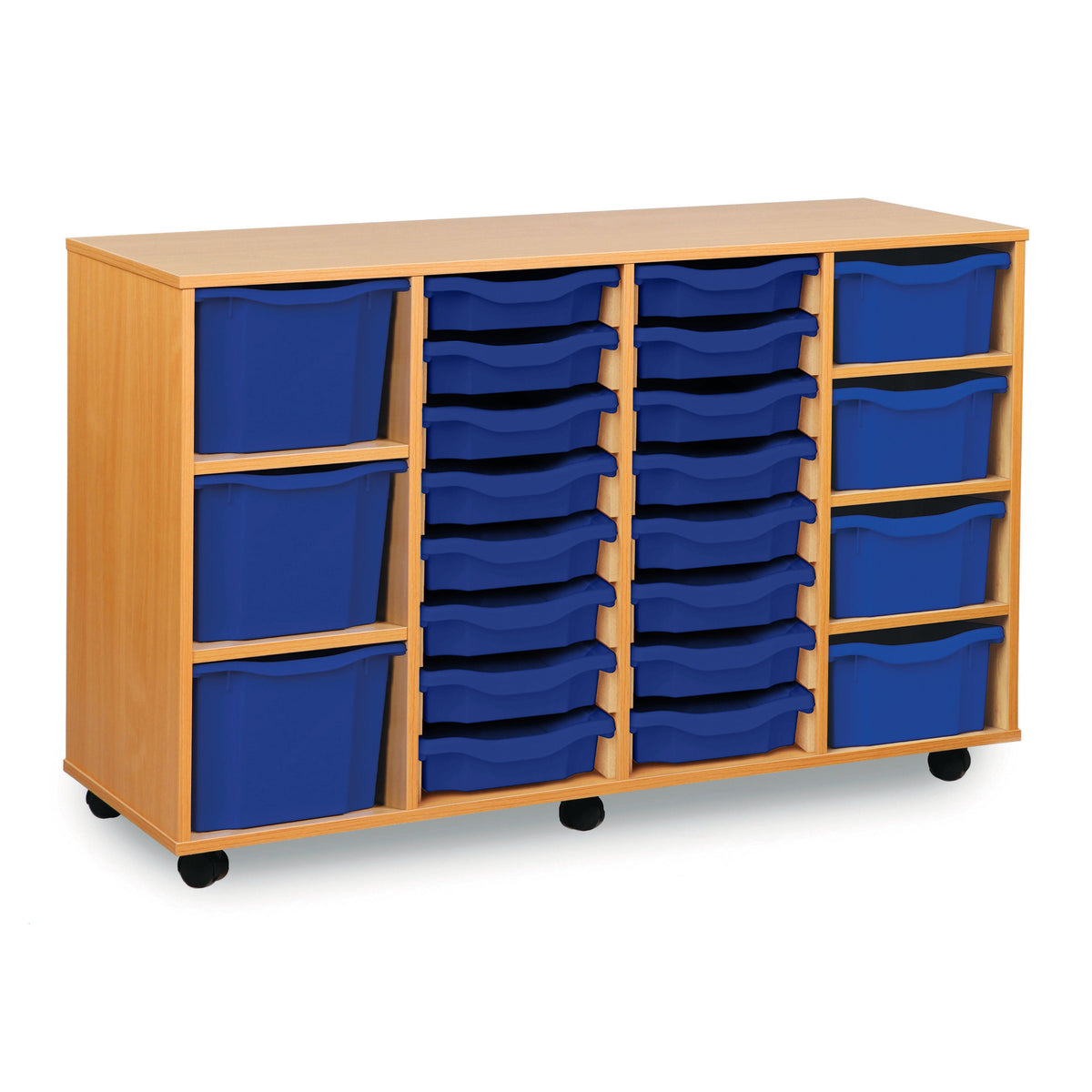Monarch 16 single, 4 double & 3 triple combination tray unit - Blue
