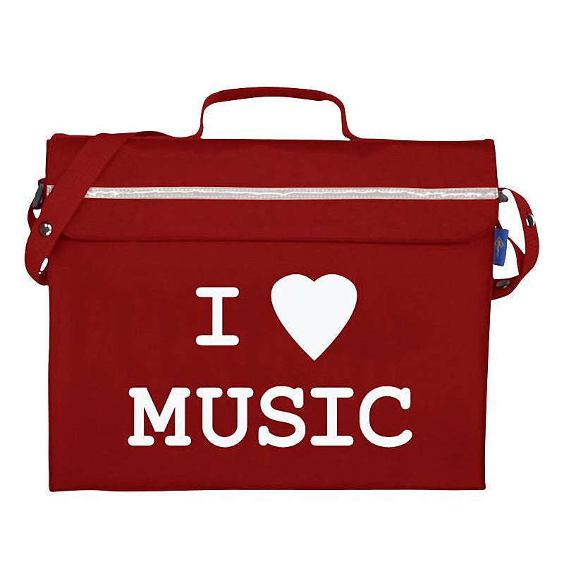 Primo music bag with \'I love music\' design - Burgundy