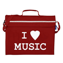 Primo music bag with \'I love music\' design - Burgundy