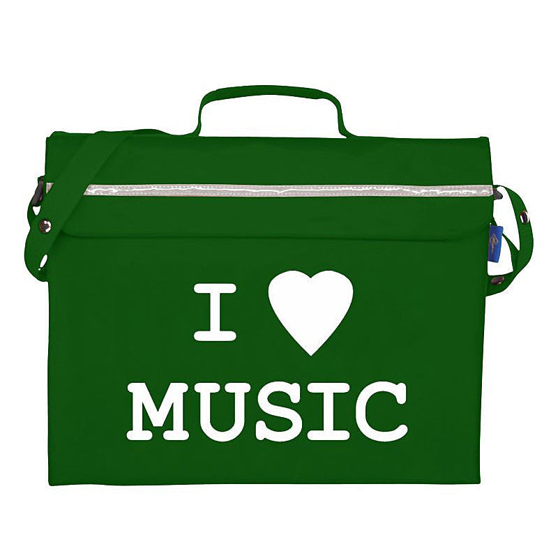 Primo music bag with \'I love music\' design - Dark green