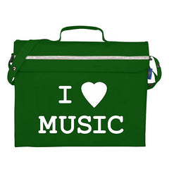 Primo music bag with \'I love music\' design - Dark green