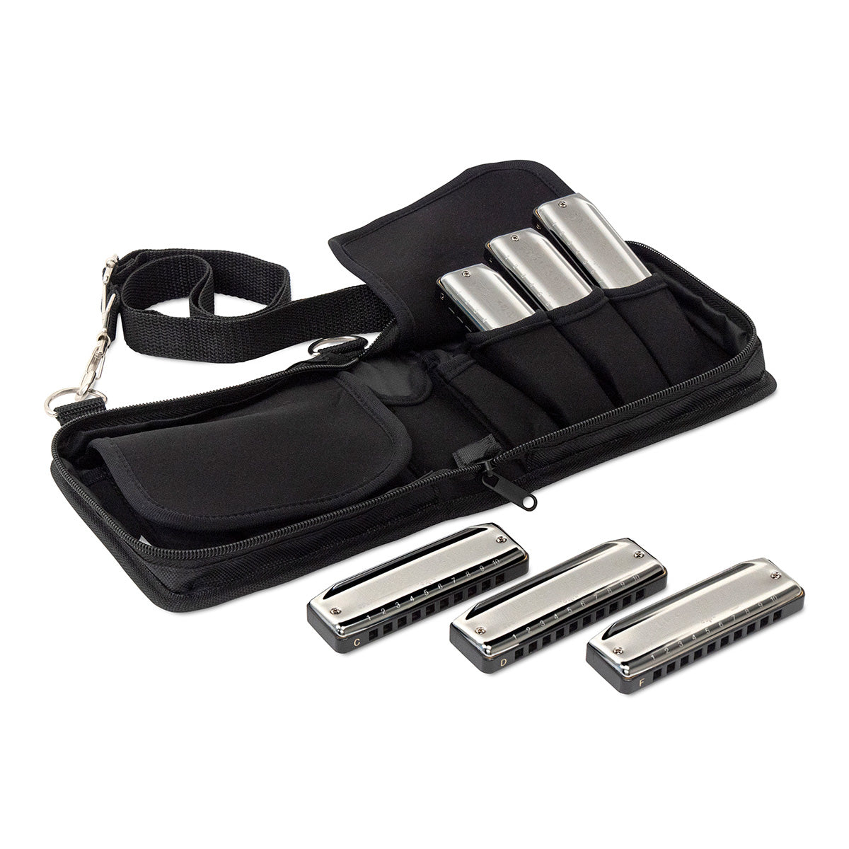 Suzuki Bluesmaster 10-hole diatonic harmonica set (G, A, Bb, C, D, F)