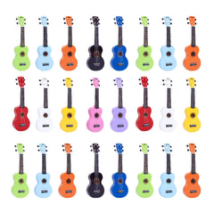 Mahalo Rainbow soprano ukuleles - school pack of 24 - mixed colours