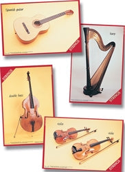 Musical Instrument Families - Strings. Pack of 8 posters