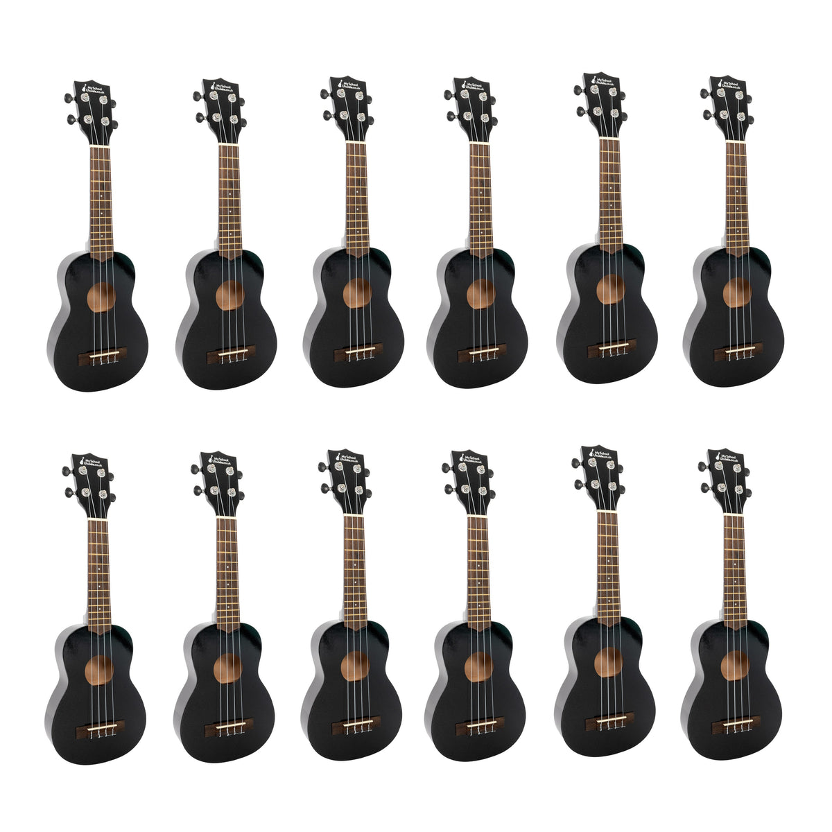 My School Ukulele soprano ukes carton of 12 - Black