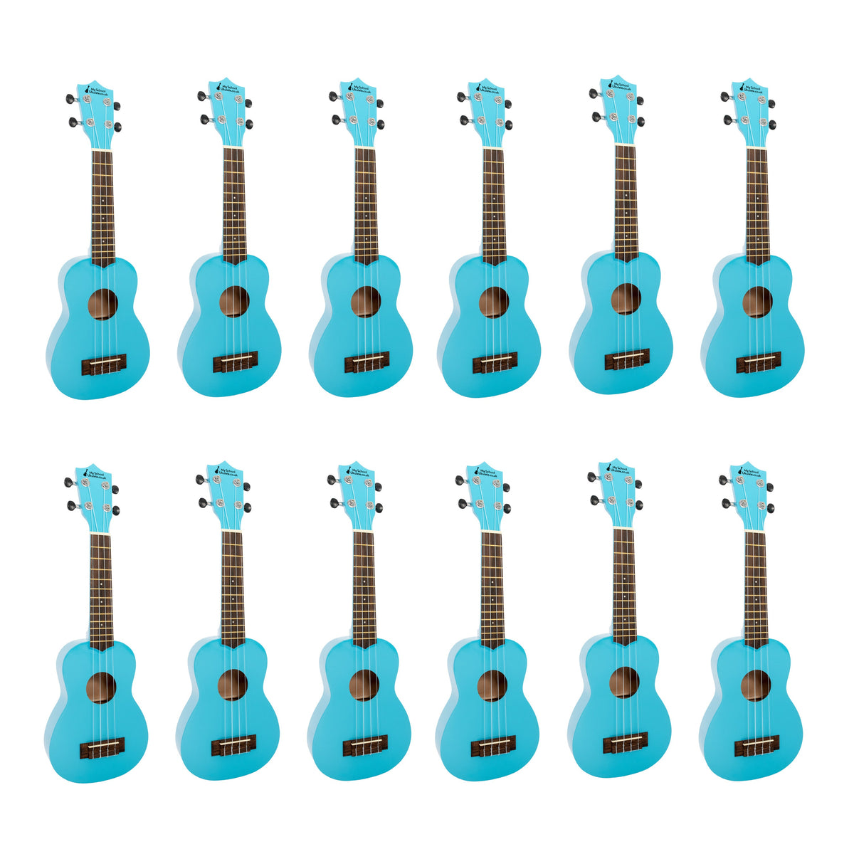 My School Ukulele soprano ukes carton of 12 - Light blue