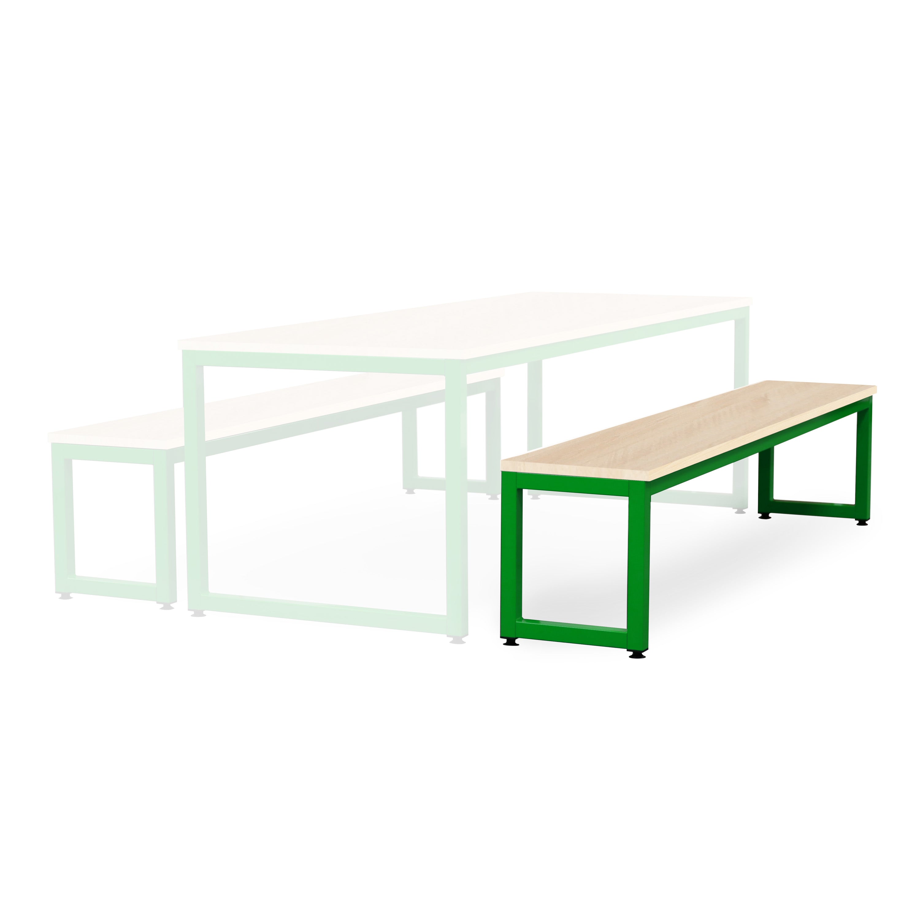 Monarch dining bench with maple top - Apple green