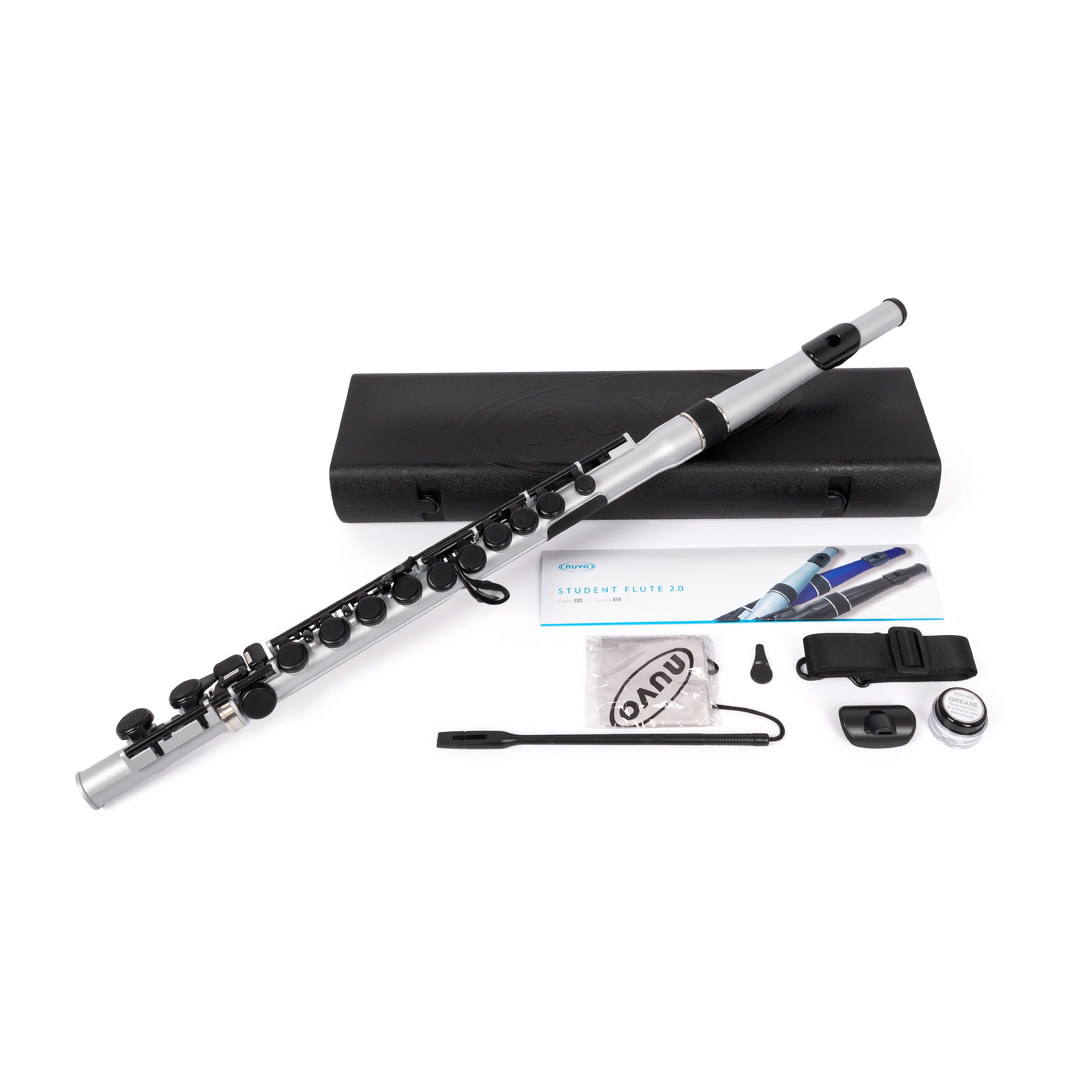 Nuvo plastic student flute outfit - Metallic silver