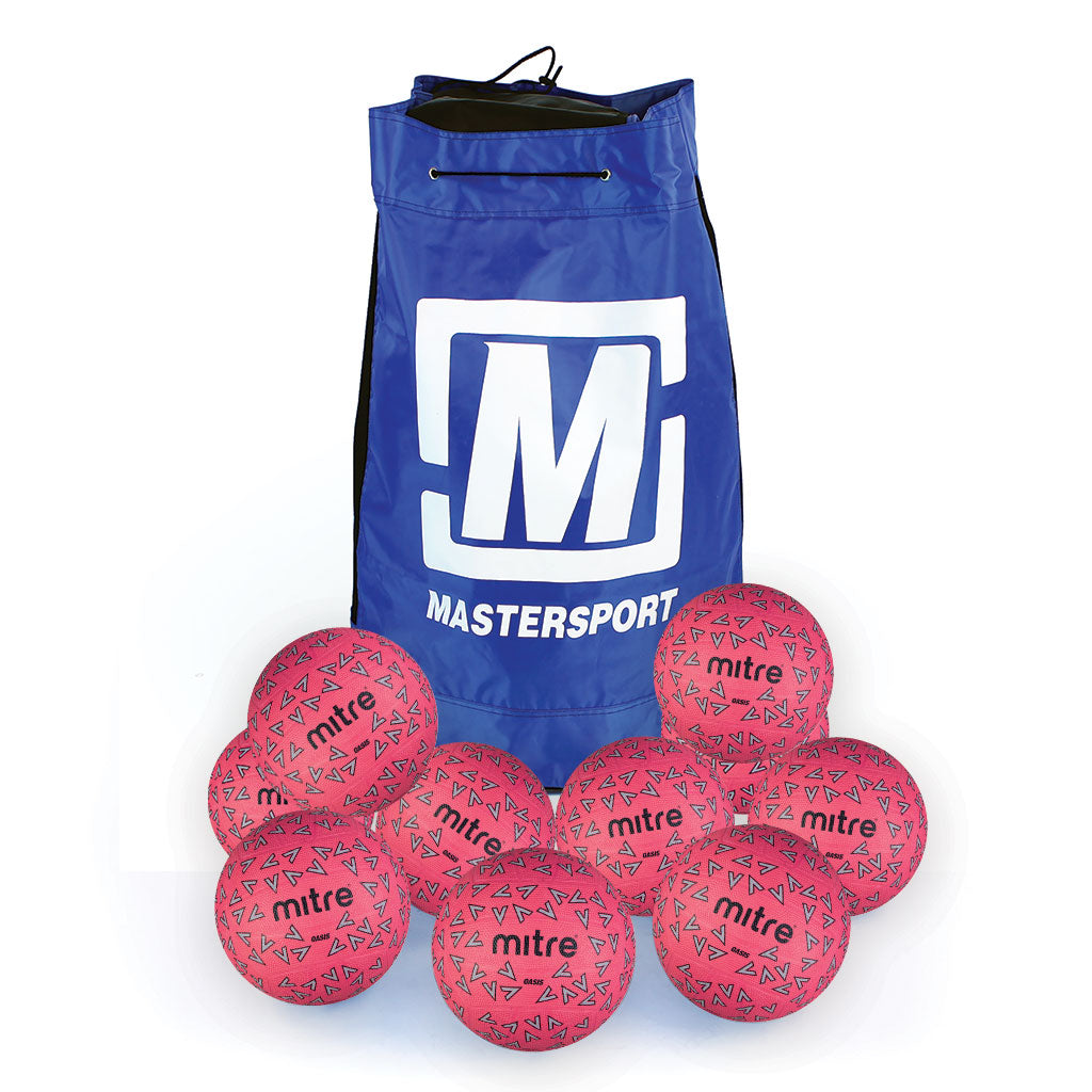 MITRE OASIS NETBALL SIZE 5, PINK, BAG OF 10