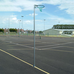 SOCKETED NETBALL POSTS C/W 10MM RING/NET, NB3, GREEN, 300MM SOCKET
