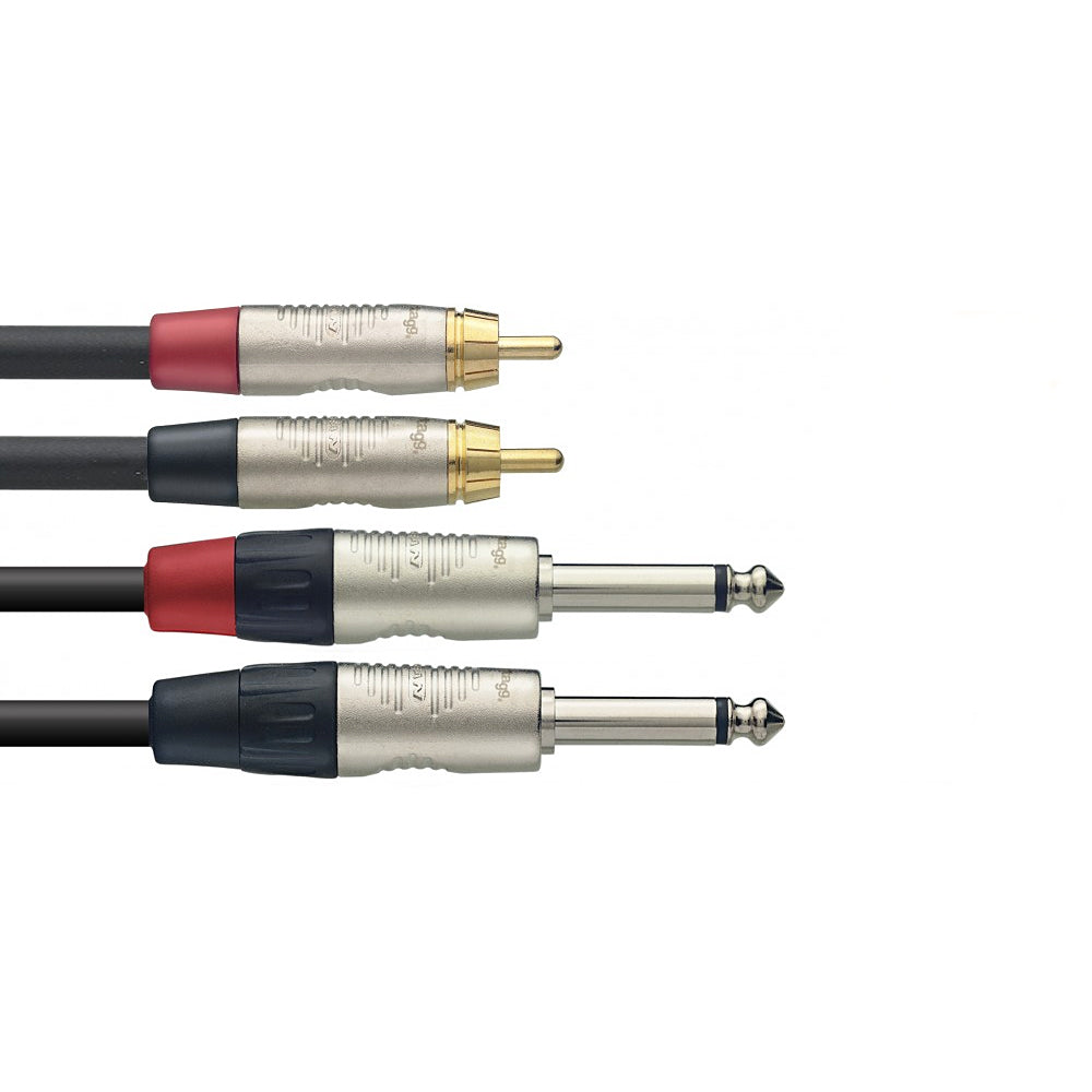 Stagg 2 x phono to 2 x mono large jack cable - 3m