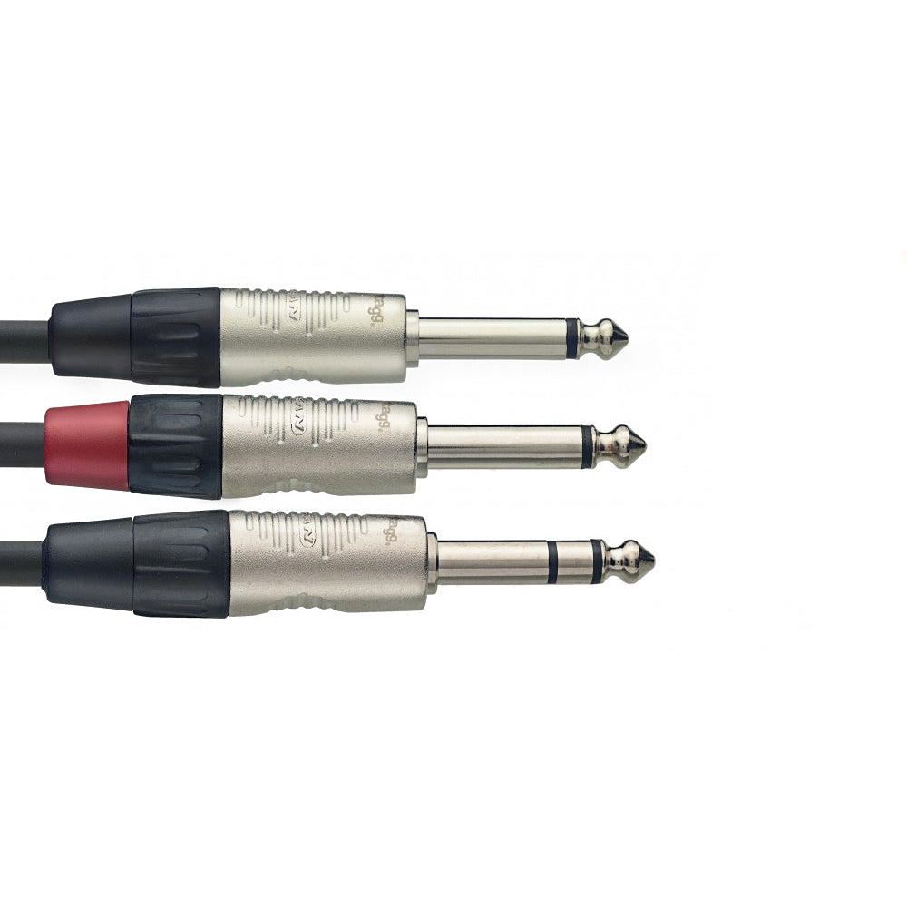 Stagg stereo large jack to 2 x mono large jack Y cable - 1m