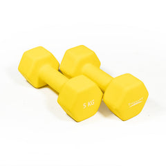 DS Neoprene Dumbbells - 5kg (Pair) Yellow