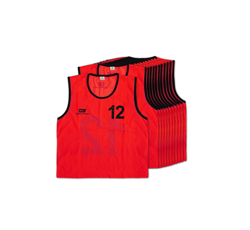 DS Numbered Mesh Bibs (1-12) Red - M (Set of 12)