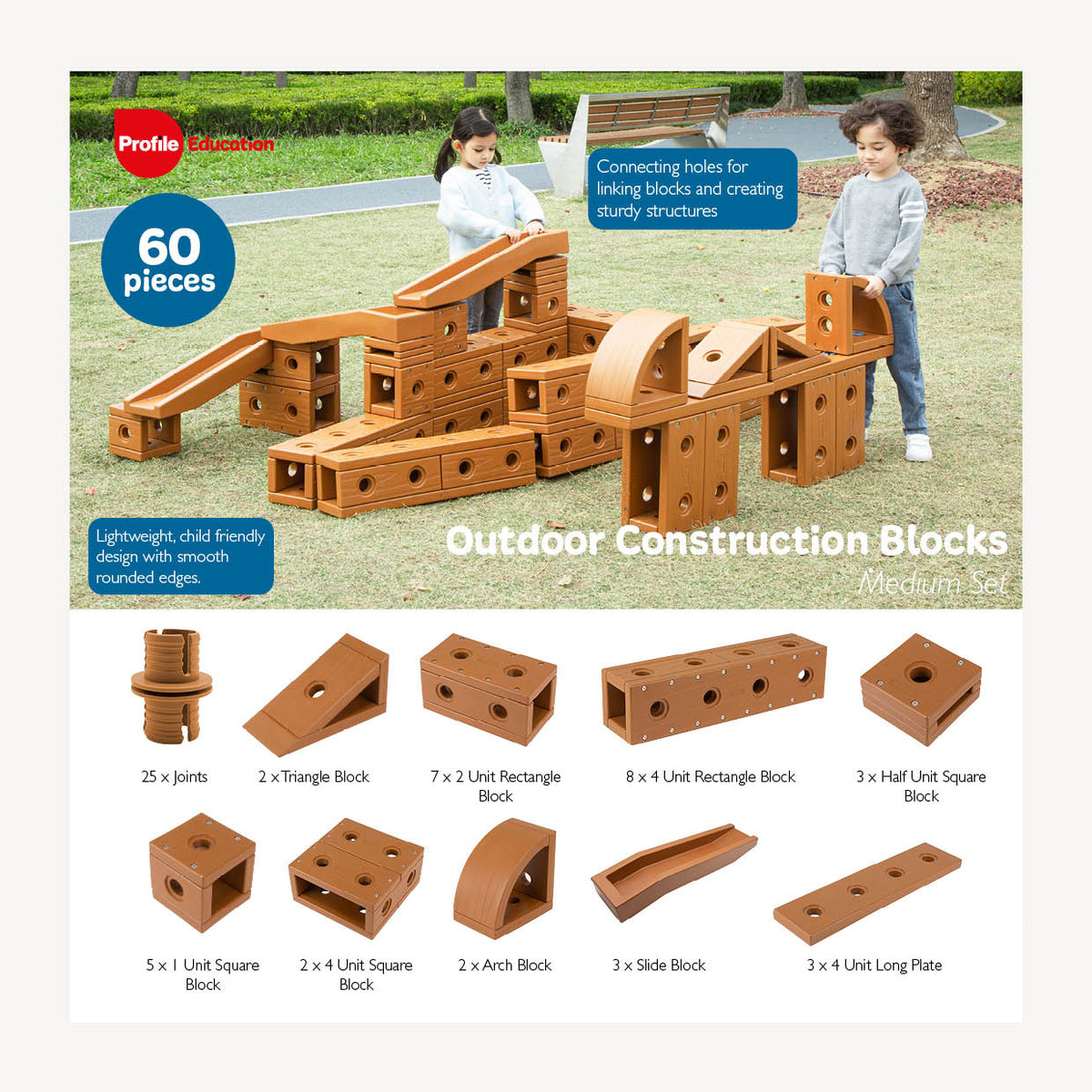Profile, Construction Blocks - Medium set (60 pieces)