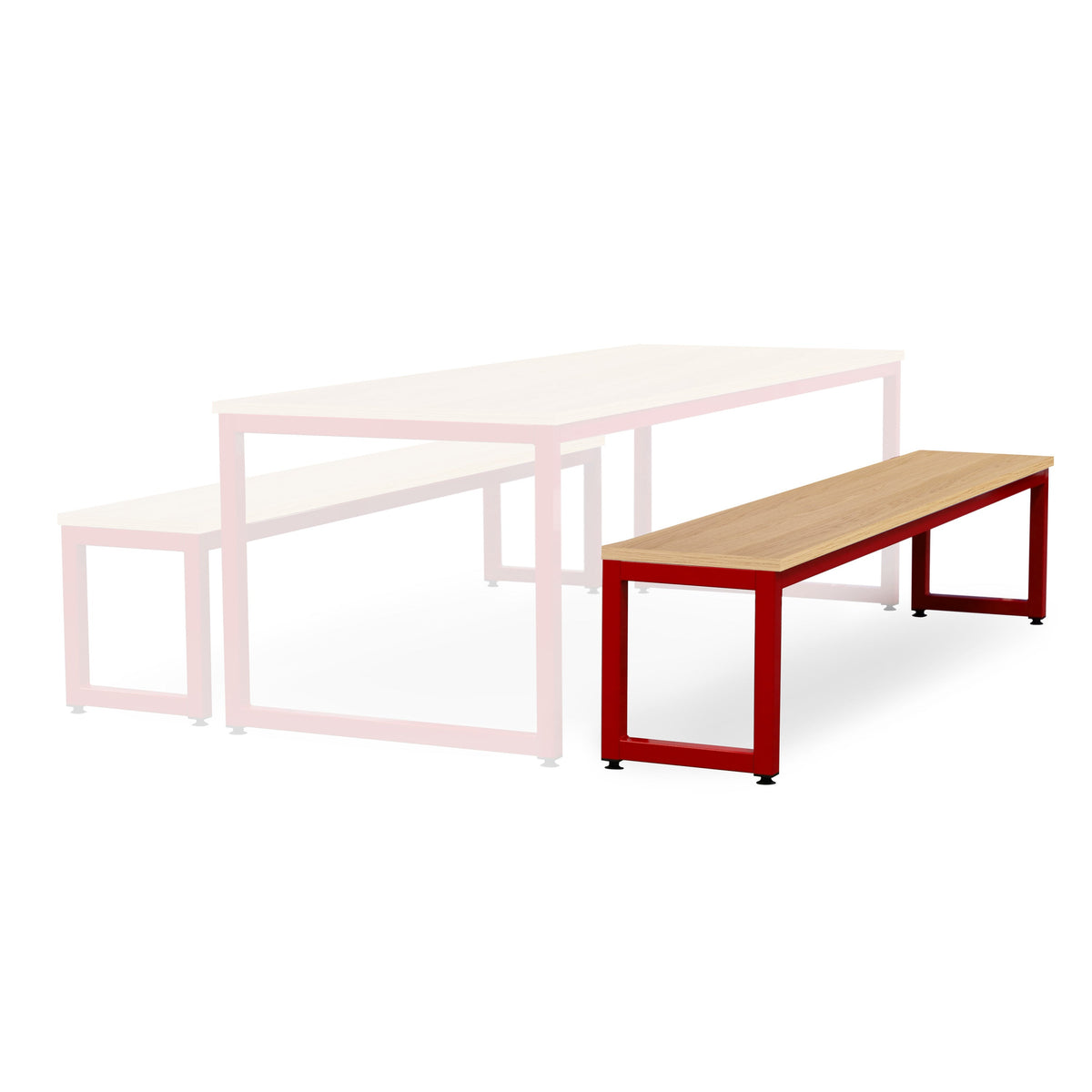 Monarch dining bench with oak top - Red