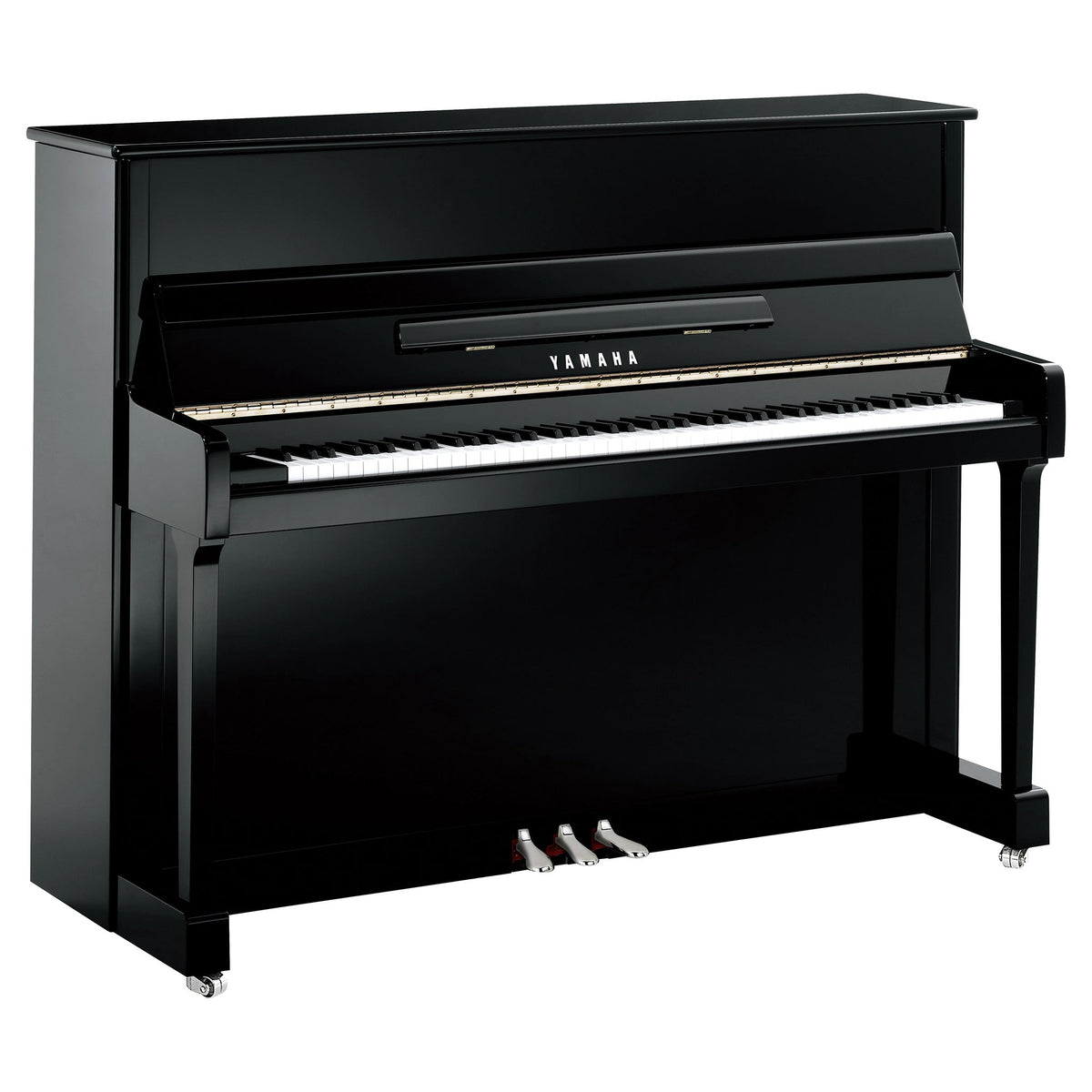 Yamaha P116 Upright Piano – Polished Ebony with Chrome Fittings