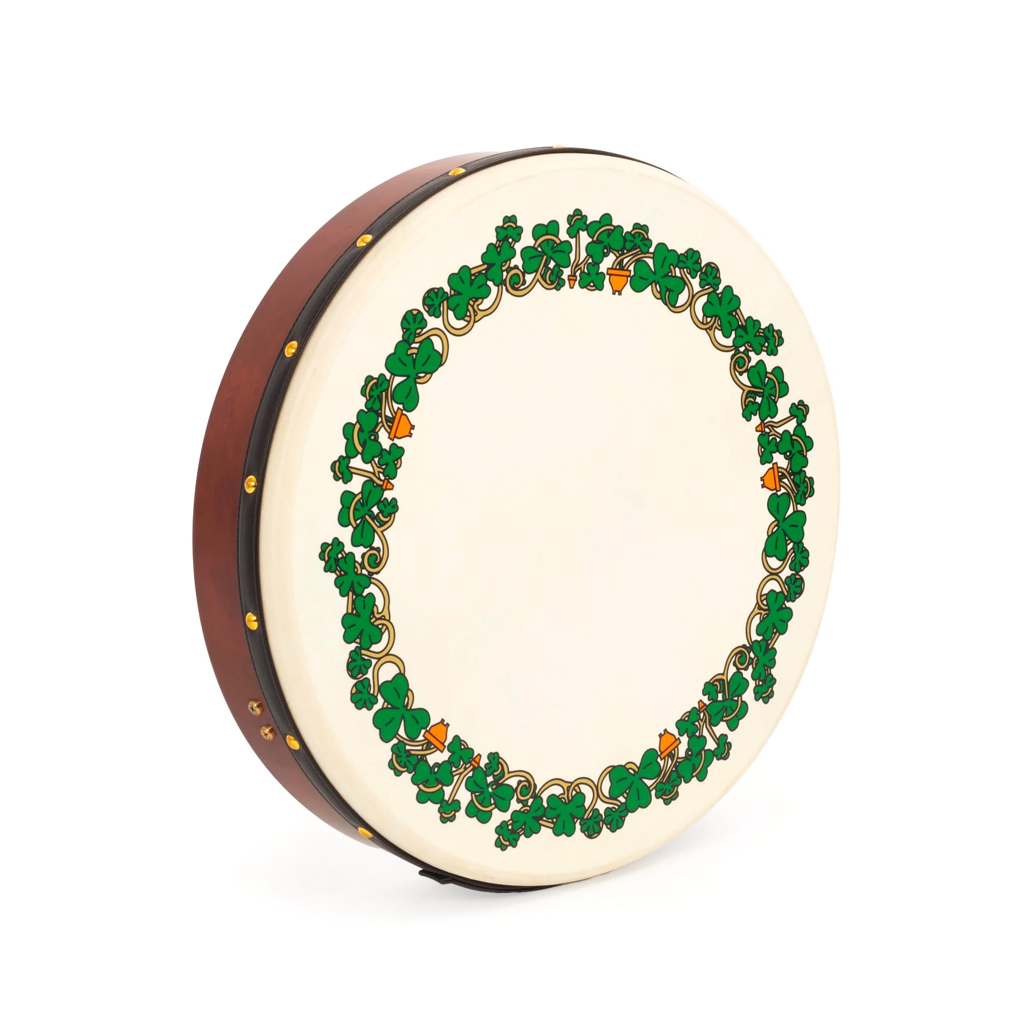Percussion Plus bodhran 18\" Shamrock design with bag, tipper and DVD