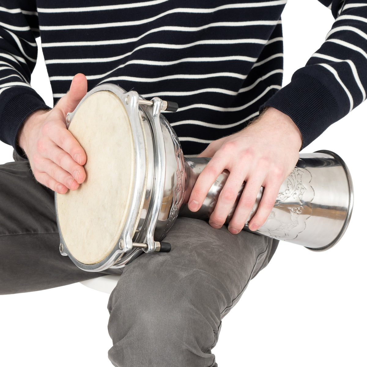 Percussion Plus embossed nickel doumbek – 8 inch