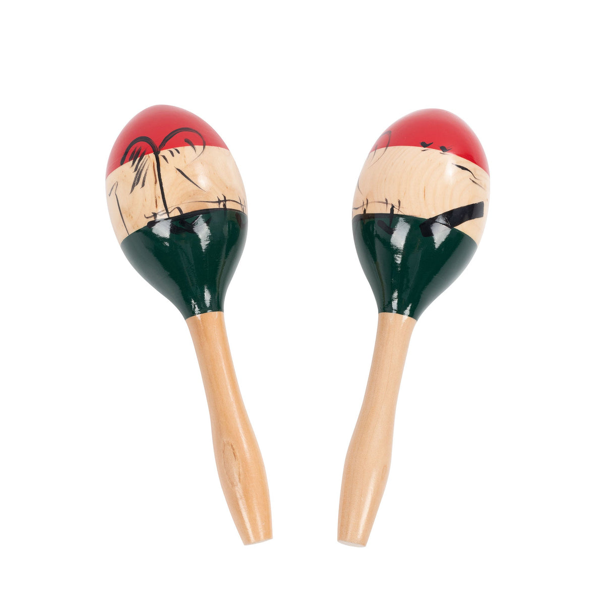 Percussion Plus wooden maracas with colourful design