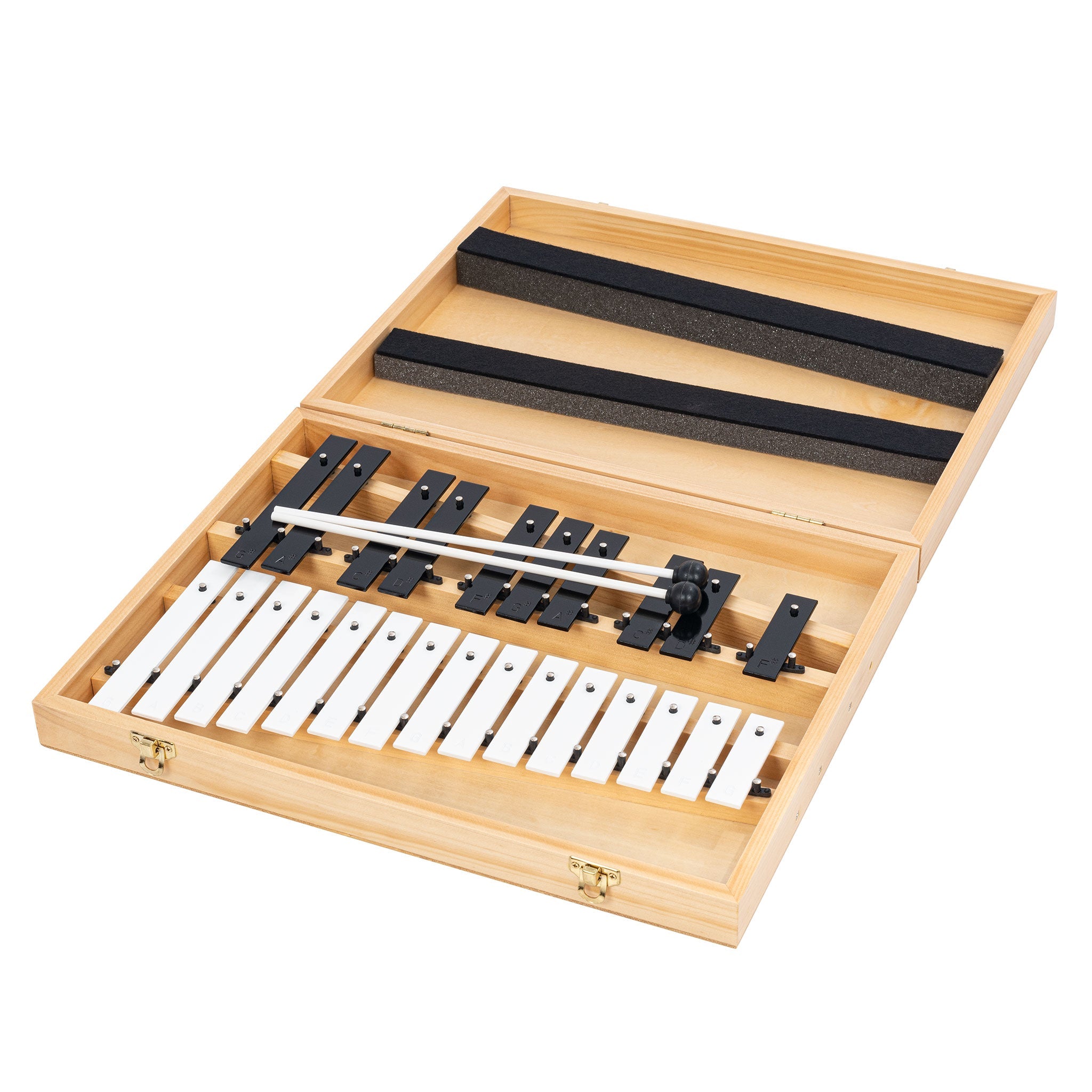 Percussion Plus 25 note glockenspiel with 2 beaters in wooden case