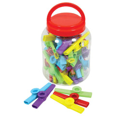 Percussion Plus tub of 30 colourful plastic kazoos