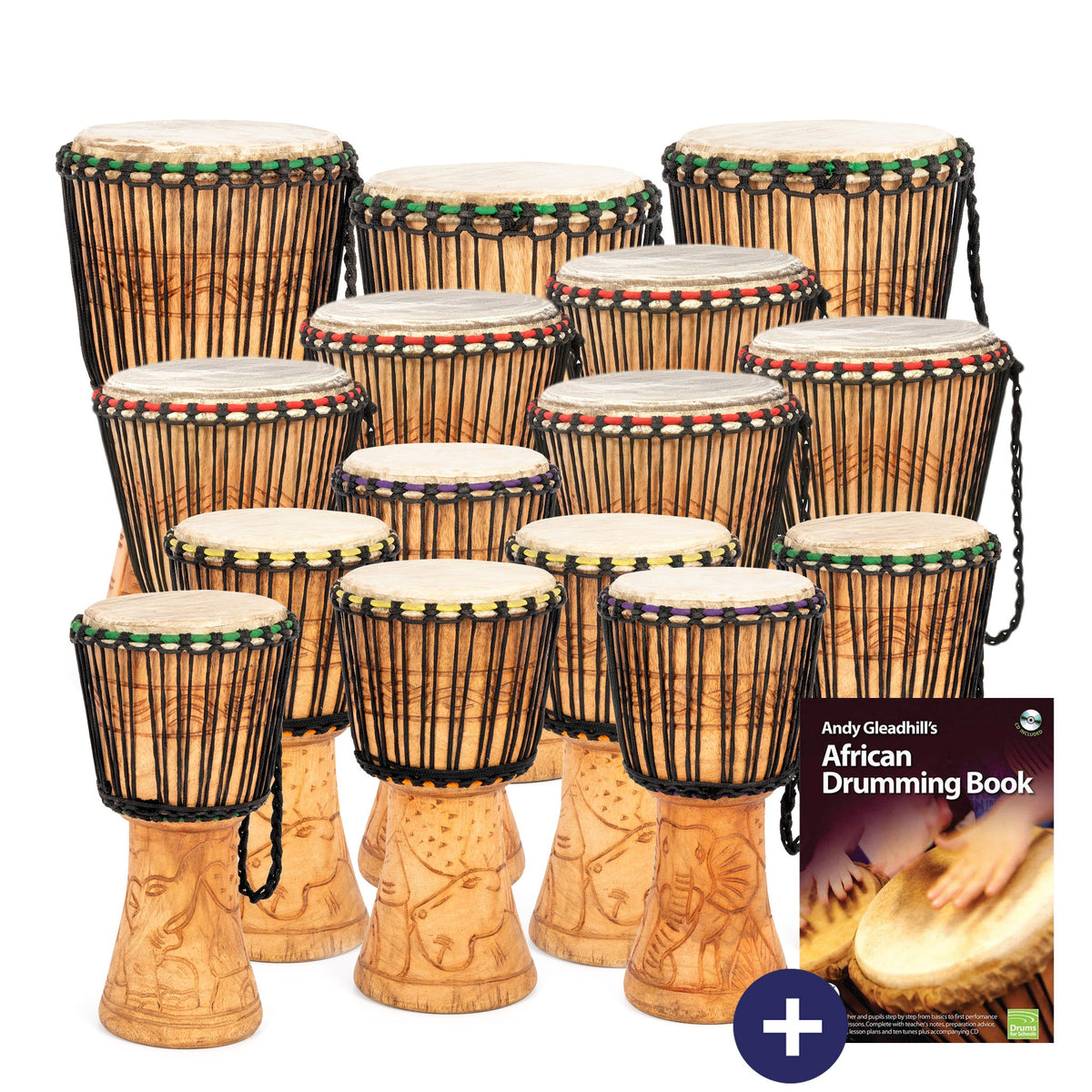 Percussion Plus Ghanaian djembe 15 player pack for secondary education
