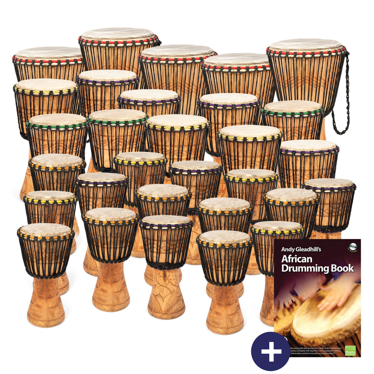Percussion Plus Ghanaian djembe 30 player pack for primary education