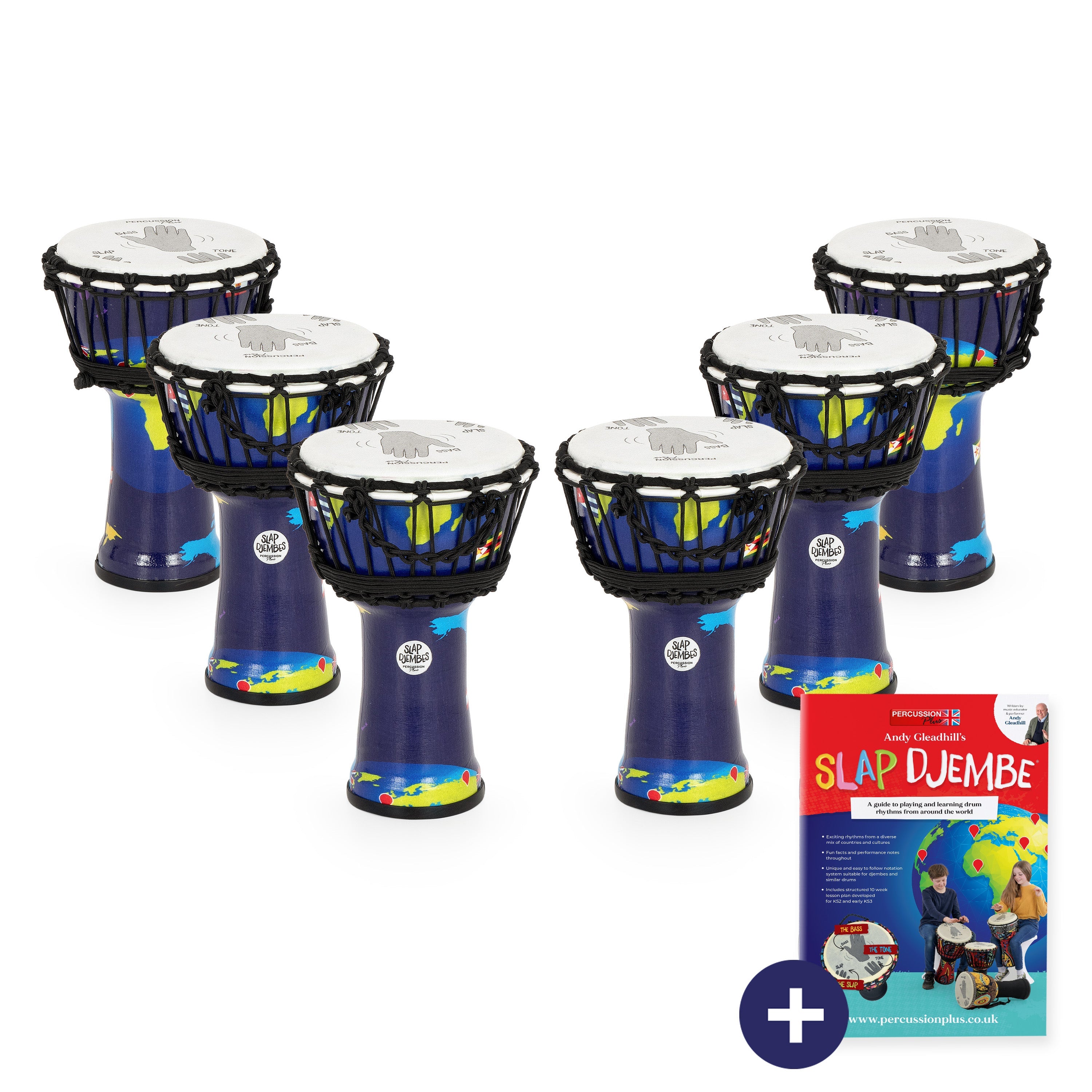Percussion Plus World Slap Djembe 6 x 7\" pack - rope tuned