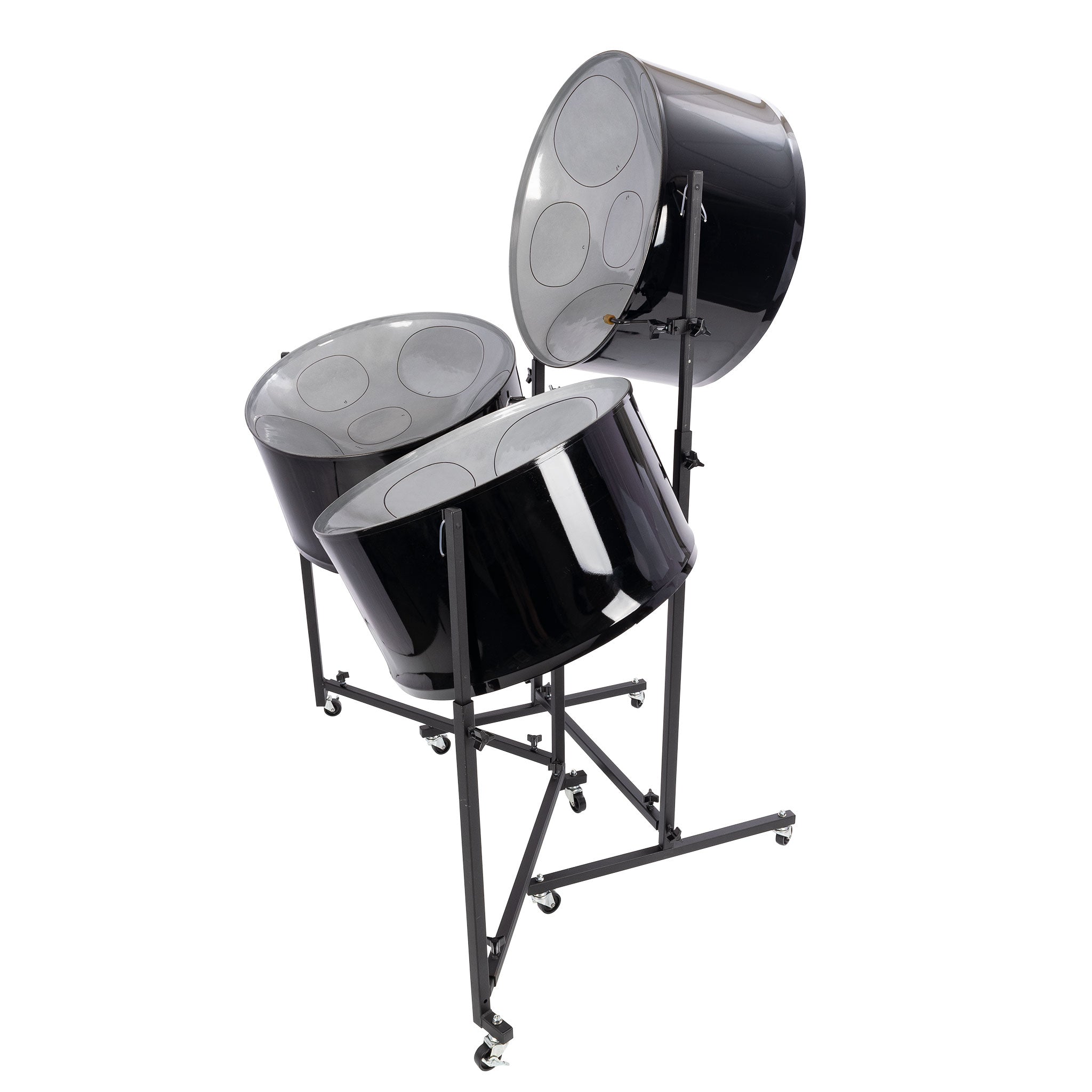 Percussion Plus Hammer Series triple cello steel pans, painted finish