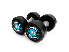 DS Power 100 Rubber Dumbbells - 12.5kg - Pair Black/Bue