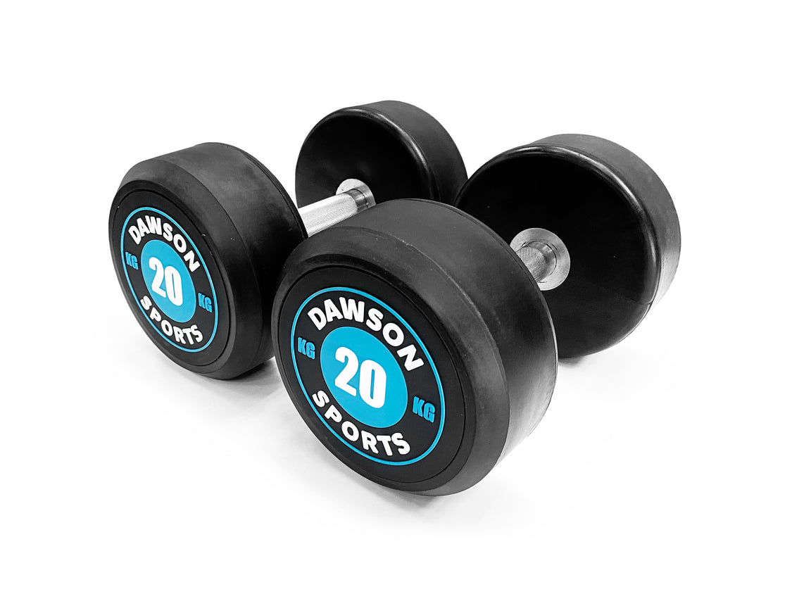 DS Power 100 Rubber Dumbbells - 20kg - Pair Black/Bue