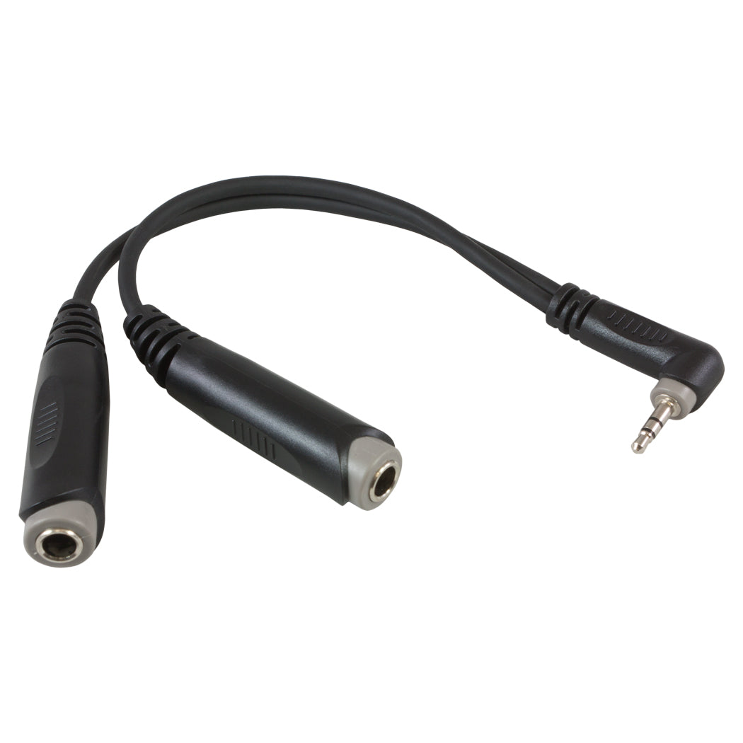 Roxtone 3.5mm right angle stereo plug to 2 x 6.3mm stereo sockets