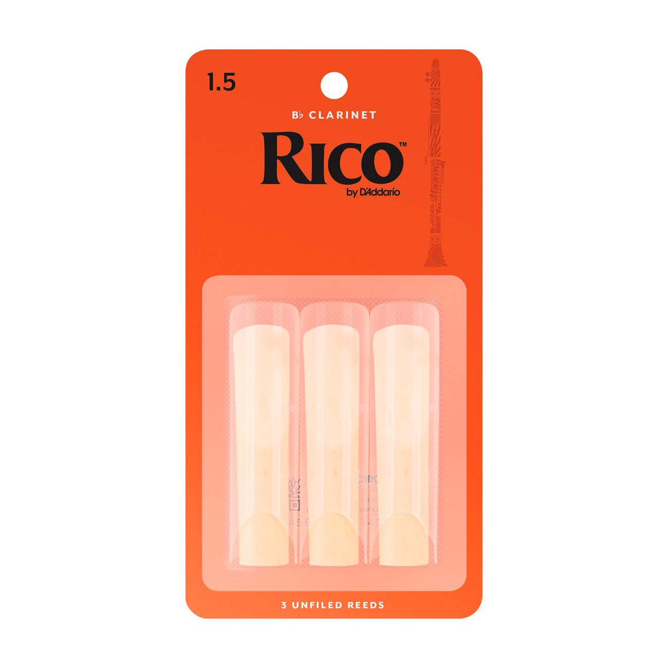 Rico card of 3 x Bb clarinet reeds - 1.5
