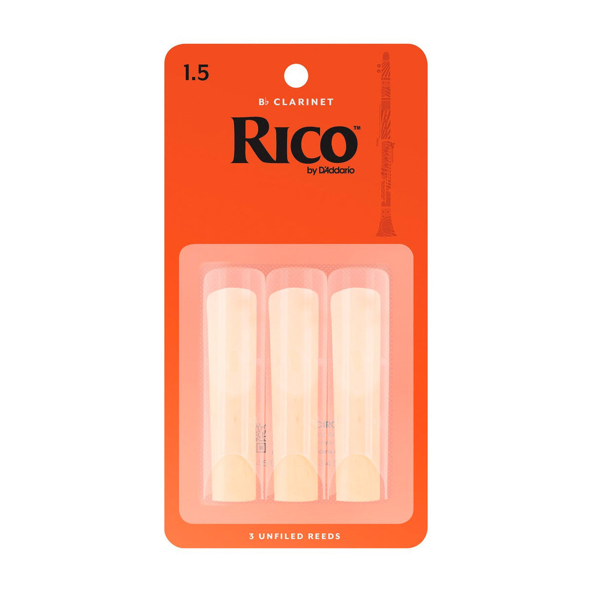 Rico card of 3 x Bb clarinet reeds - 1.5