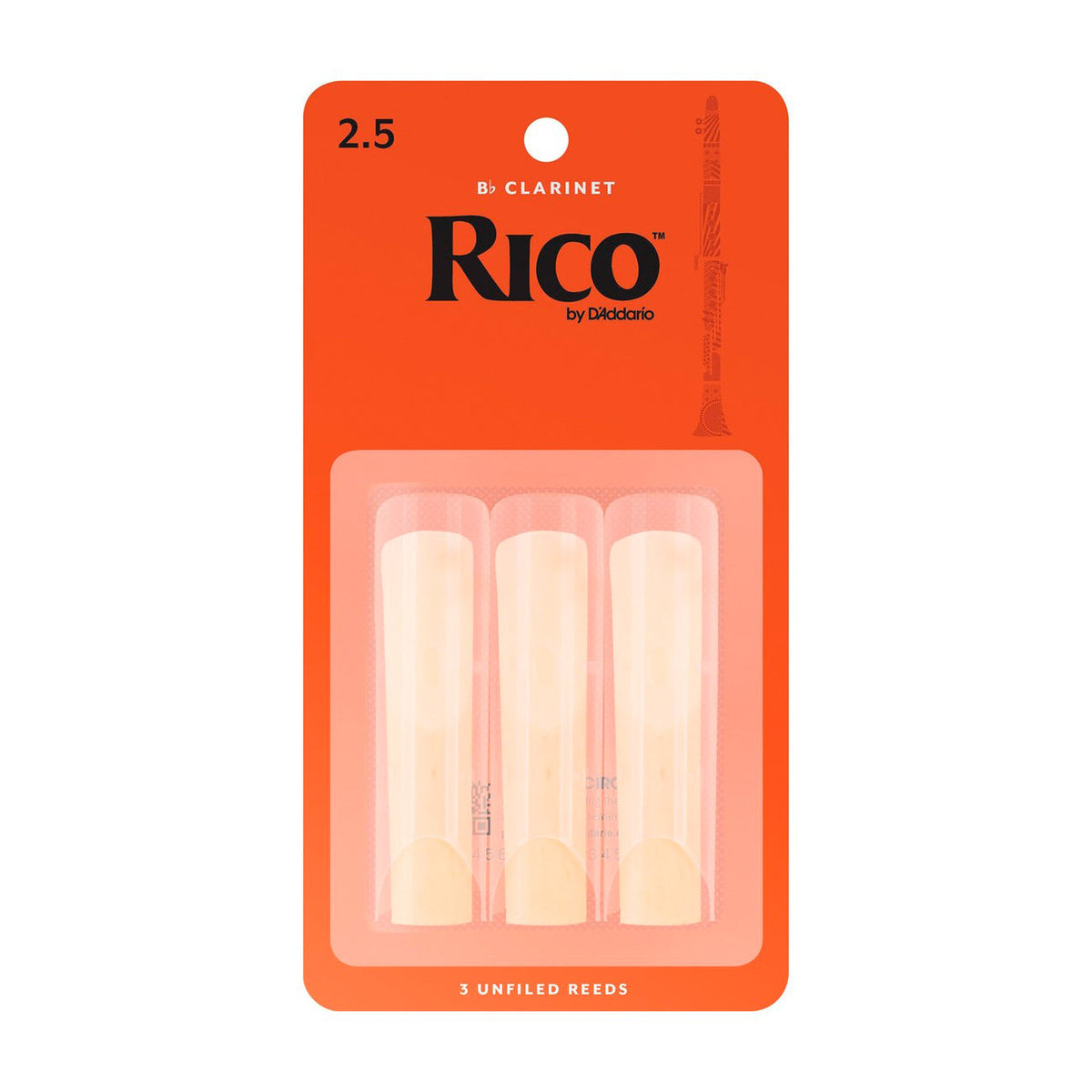 Rico card of 3 x Bb clarinet reeds - 2.5