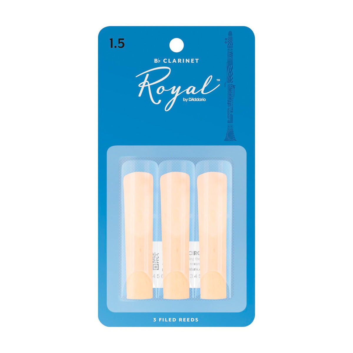 Rico Royal Bb clarinet reeds - 1.5 (card of 3)
