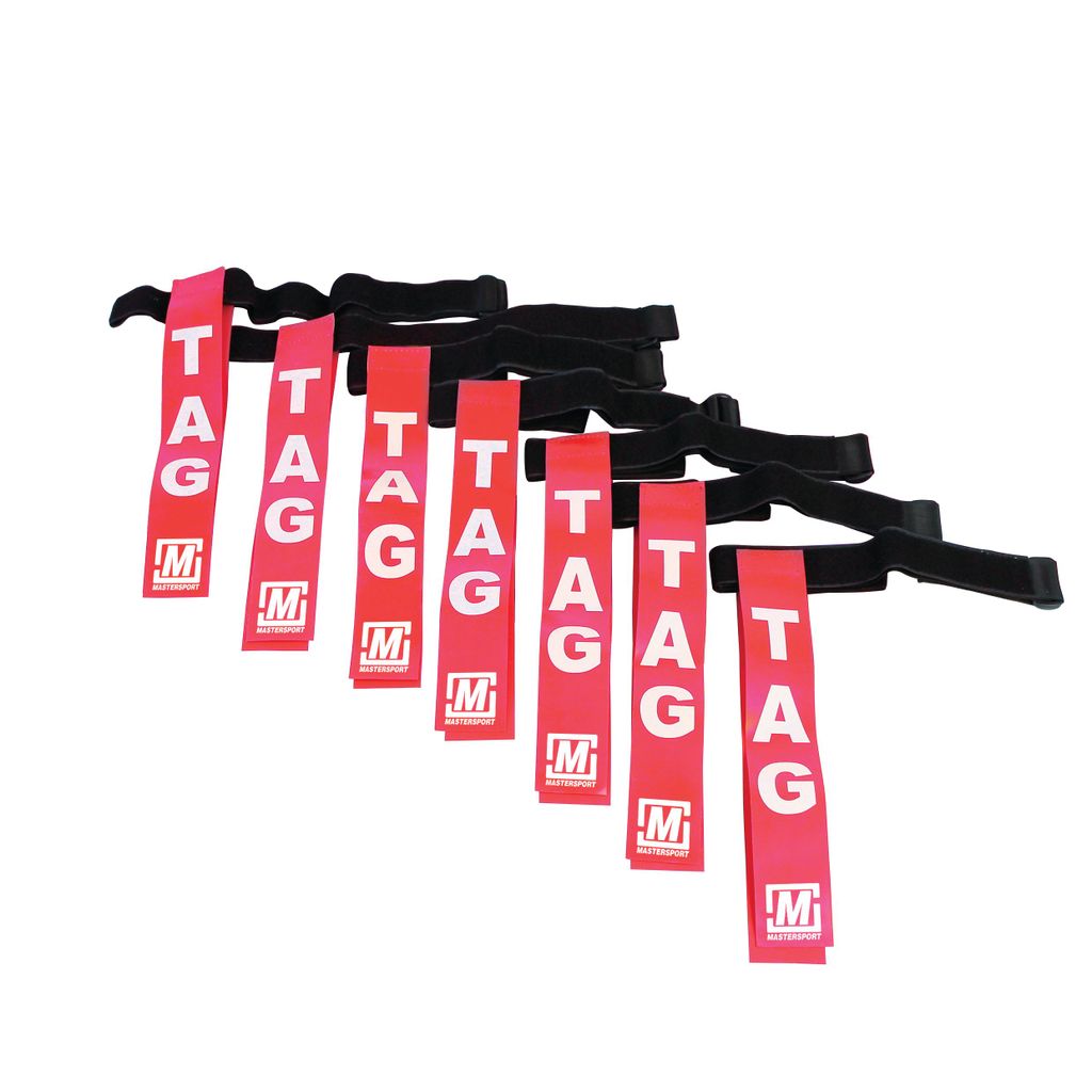 TAG RUGBY BELT RED, SET OF 7