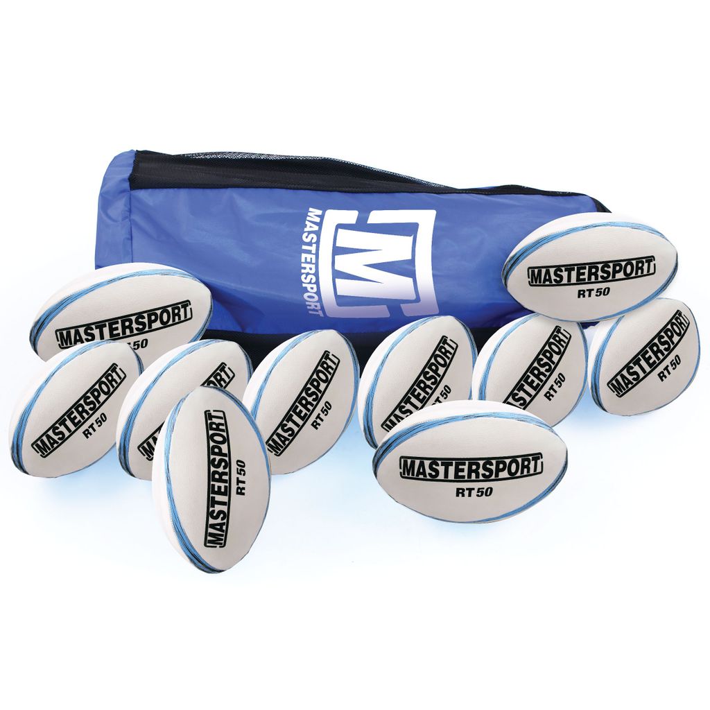MASTERSPORT TRAINER RUGBY BALL SIZE 5, BAG OF 10