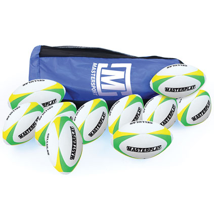 MASTERPLAY CELLULAR RUGBY BALL SIZE 4, BAG OF 10