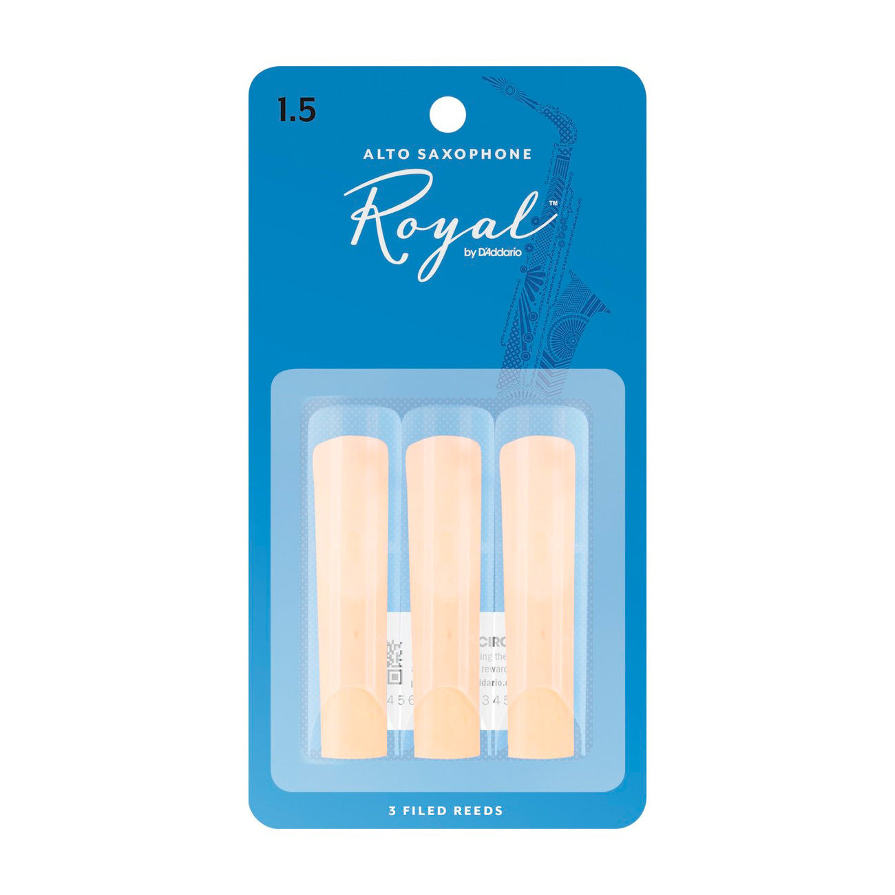Rico Royal Eb alto saxophone reeds - 1.5 (card of 3)