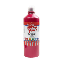 Crimson ready mixed poster paint in a 600ml container by Tilgear, used for arts and crafts projects.