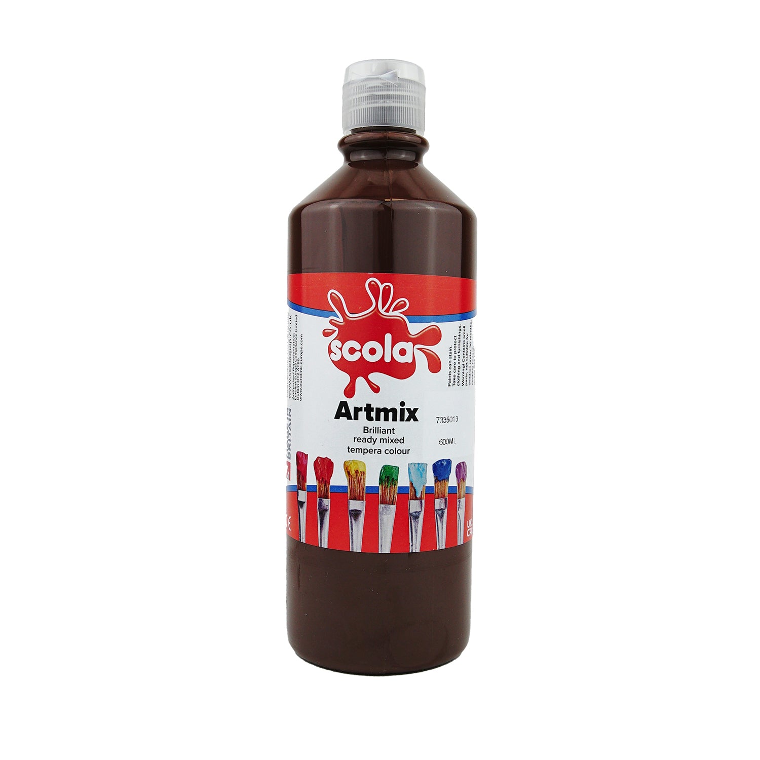 600ml ready mixed poster paint in burnt sienna color by Tilgear, ideal for art and craft projects, shows a vibrant orange-brown paint jar.