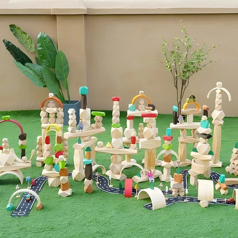 398-Piece Colorful Stacking Stone Blocks